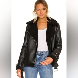 LBLC Black Vegan Leather Oversized Moto Jacket Medium